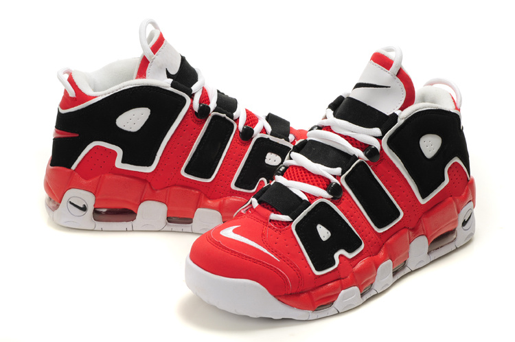 nike air more uptempo men shoes-red/black
